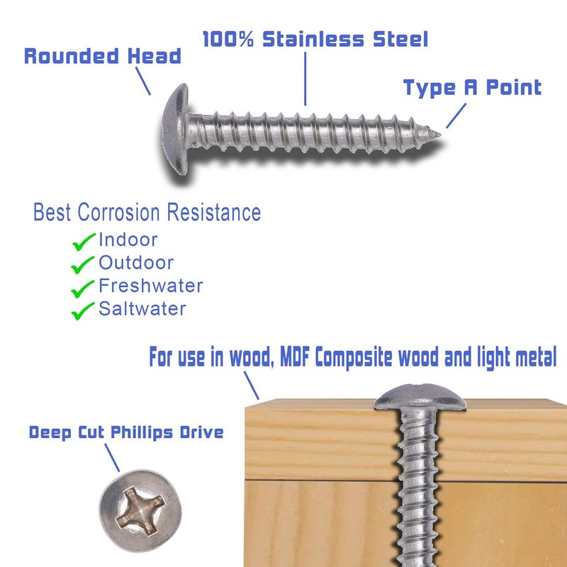 Bolt Dropper Stainless Truss Head Phillips Wood Screw (100 Piece) 18-8 (304) Stainless Steel Screws - ssd Screws - Image 4