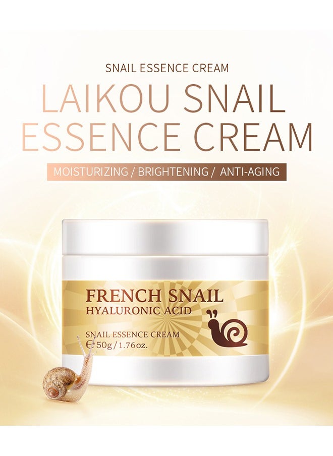 Laikou - Snail Essence Face Cream, Moisturizing Acne Scar Removal Cream Improve Skin Nourishing Collagen Essence Cream For Improve Damaged Skin, 50G - Image 1