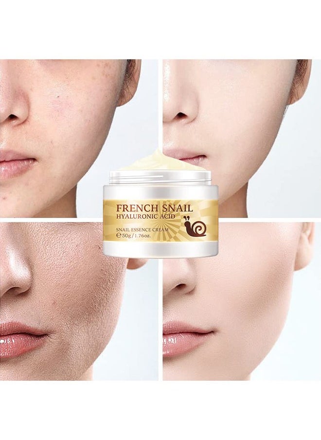 Laikou - Snail Essence Face Cream, Moisturizing Acne Scar Removal Cream Improve Skin Nourishing Collagen Essence Cream For Improve Damaged Skin, 50G - Image 1