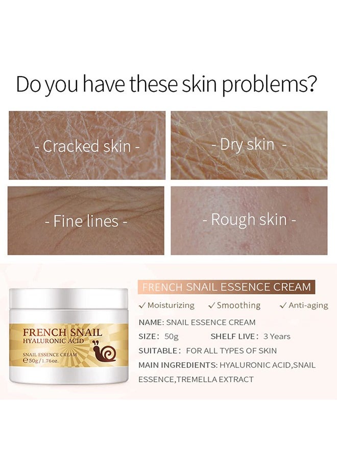 Laikou - Snail Essence Face Cream, Moisturizing Acne Scar Removal Cream Improve Skin Nourishing Collagen Essence Cream For Improve Damaged Skin, 50G - Image 1