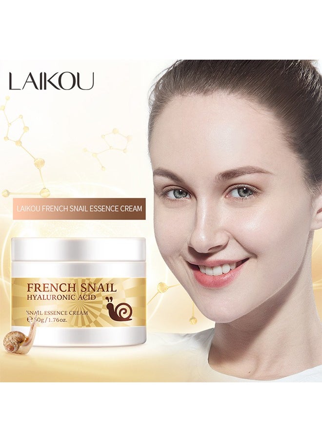 Laikou - Snail Essence Face Cream, Moisturizing Acne Scar Removal Cream Improve Skin Nourishing Collagen Essence Cream For Improve Damaged Skin, 50G - Image 1