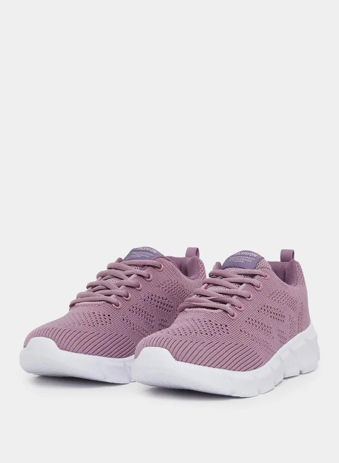 Styli Styli Textured Mesh Lace Up Sneakers