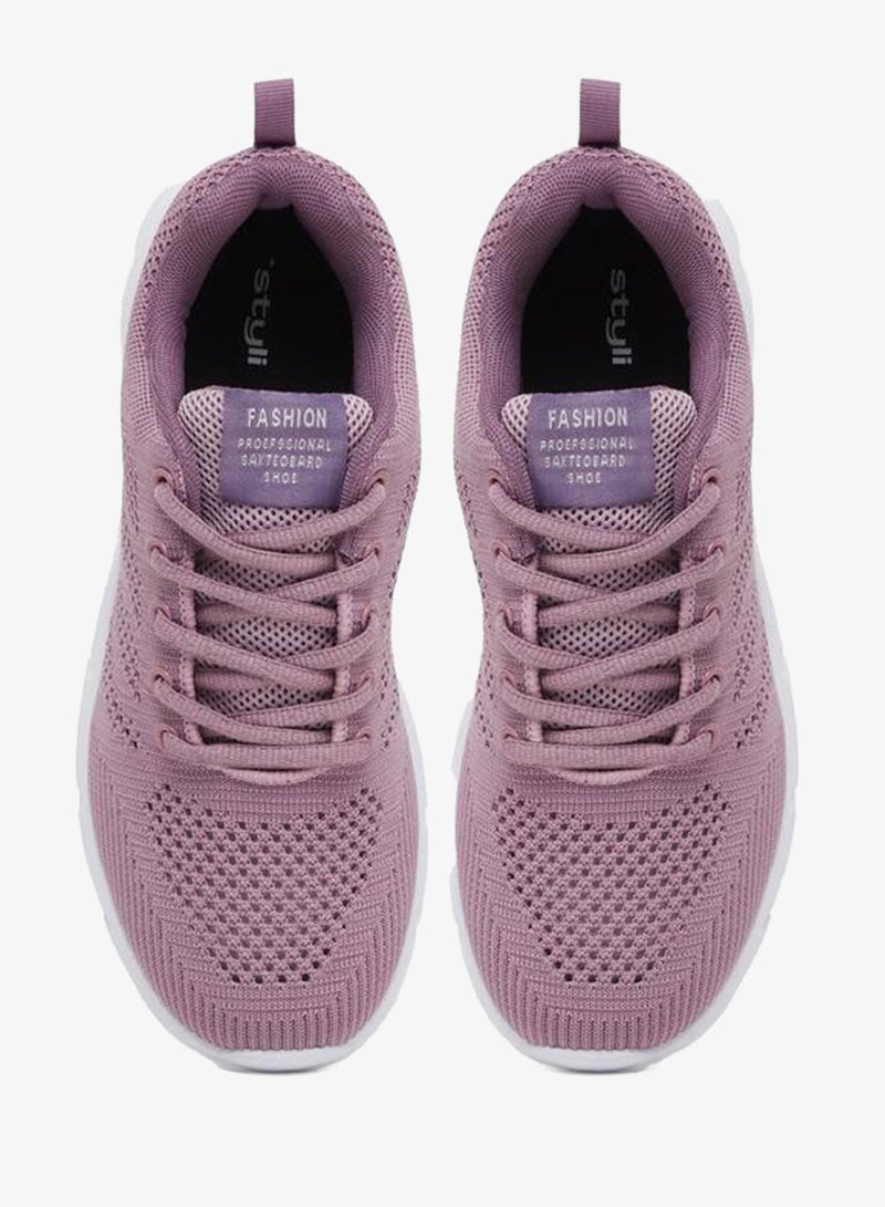 Styli Active Textured Mesh Lace Up Sneakers - Image 5