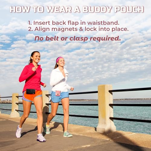 Running Buddy Fanny Pack Waist Pouch - 3.75 x 4 in, Blue - Running Belt Bag with Water-Resistant, Magnetic Closure - Bounce-Free, Chafe-Free, Lightweight Fit - Image 4