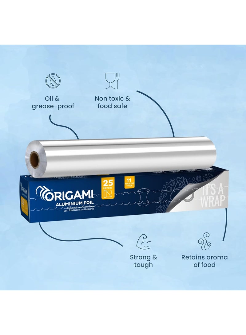 Origami Silver Aluminium Foil for Food Packing 25m with 11 Micron Thickness | Keeps Food Warm and Hygienic | Ideal for Storing, Packing, Wrapping, and Serving - 265g - Image 4