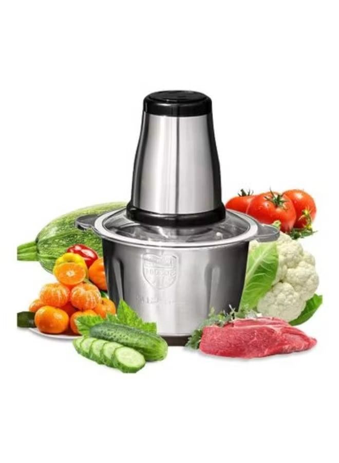 Food Chopper Electric Meat Chopper with Powerful Motor 3L Stainless Steel, 2 Speed Levels Safety Function Multi Chopper for Meat Fruits Vegetables. - Image 1