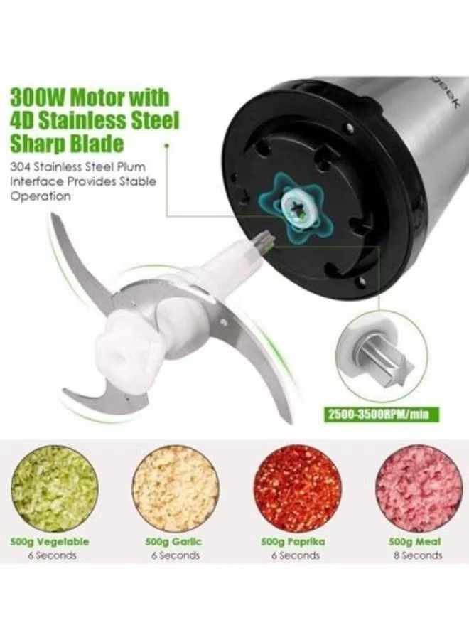 Food Chopper Electric Meat Chopper with Powerful Motor 3L Stainless Steel, 2 Speed Levels Safety Function Multi Chopper for Meat Fruits Vegetables. - Image 3