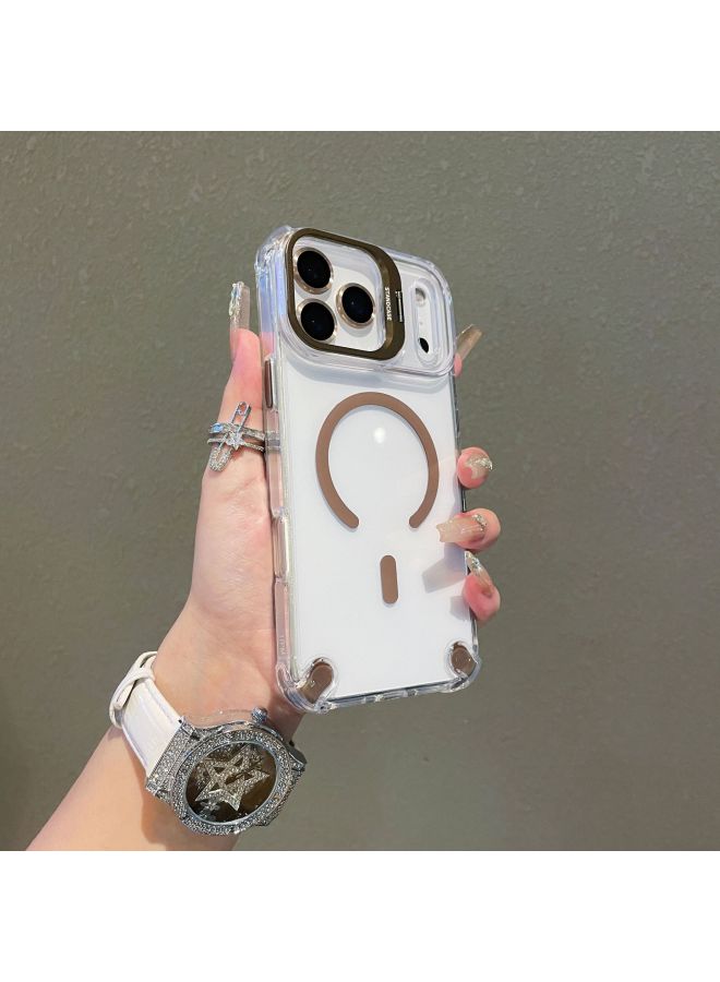 Suitable For Iphone17promax Mobile Phone Case Transparent Airbag Magnetic Lens Holder Apple 16 Anti-fall 15 Hard Case