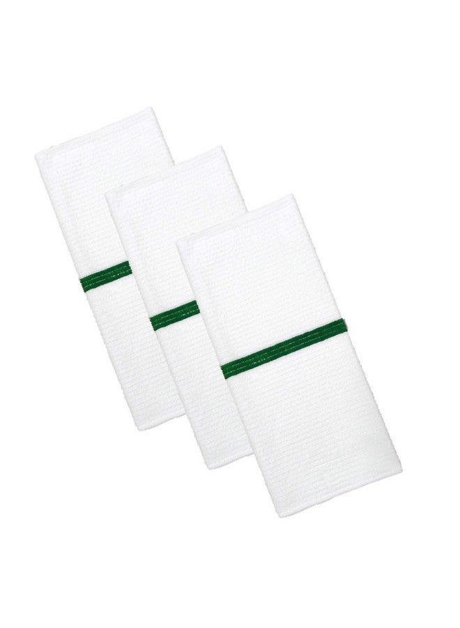 POLYTE Microfiber All-Purpose Ribbed Terry Bar Mop Towel for Home, Kitchen, Restaurant Cleaning (14x17, White w/Green Stripe) 12 Pack - Image 2