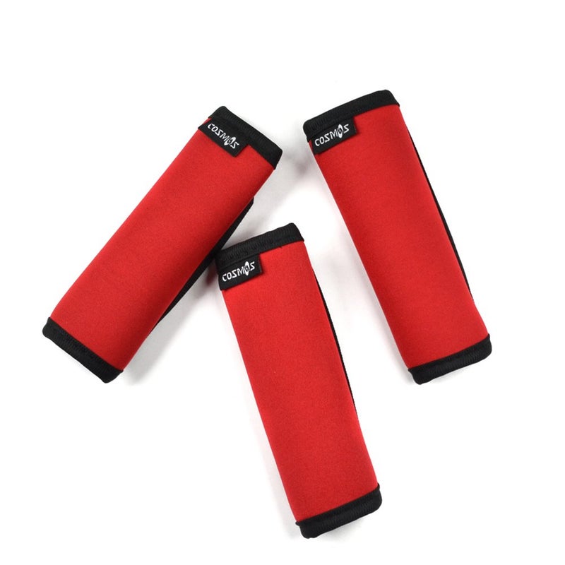 Cosmos Pack of 3 Neoprene Luggage Handle Wrap Handle Grip Luggage Identifier for Travel Bag Luggage Suitcase Red Color
