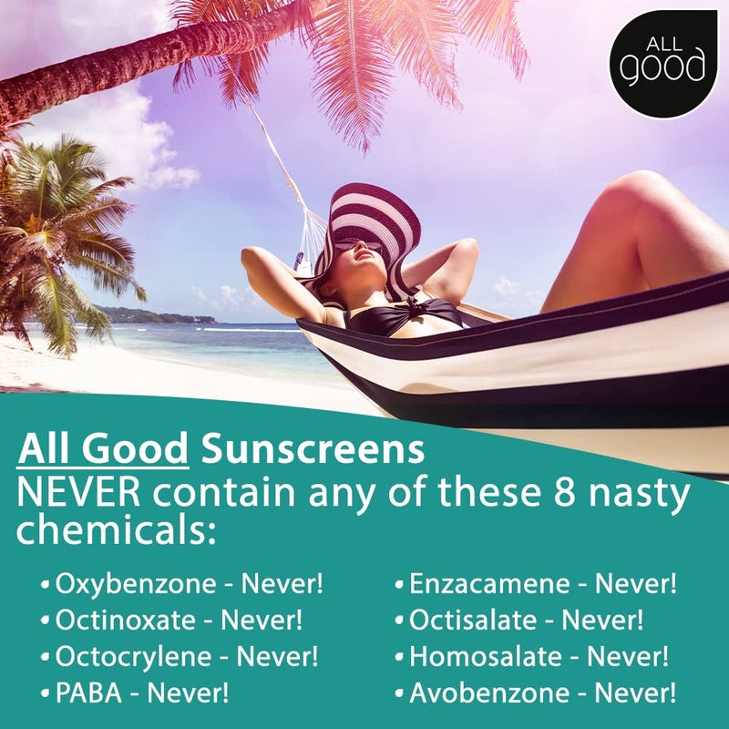 All Good Makes Everything Better واقي الشمس من أول غود - واقي شمس أكسيد الزنك - حجم السفر SPF 50+، مقاوم للماء للوجه والأنف والأذنين 1 أونصة (عبوة 2) - Image 4