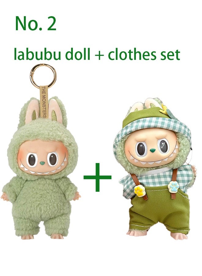 POP Pop Mart Labubu The Monsters Tasty Macarons Green Grape Vinyl Plush Pendant + Doll Clothes  - Image 2