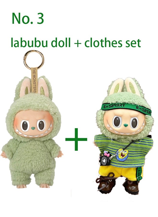 POP Pop Mart Labubu The Monsters Tasty Macarons Green Grape Vinyl Plush Pendant + Doll Clothes  - Image 3