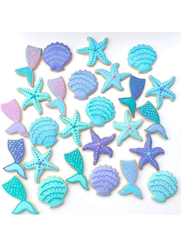 FAYET 8-Piece Sea Animal Cookie Cutter Set, Food-Grade Stainless Steel Ocean Shapes for Cookies, Fondant, Crafts (Mermaid Tail, Starfish, Seashell, Shark, Fish, Octopus, Seahorse, Whale) - Image 5