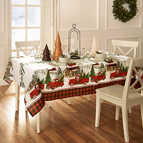 Elrene Home Fashions Vintage Truck Christmas Tree Farm Polyester Tablecloth 60X84 Rectangle - Image 3