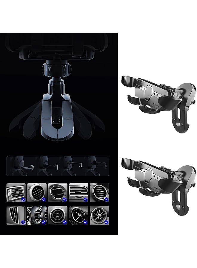 KASTWAVE Car Phone Mount For Air Vent, 360° Rotation, Retractable Base, No-Slip Grip, Automatic Locking, Compatible With Mercedes Benz C, E, S, A, Glc, Gle, Gls, Gla - Image 2