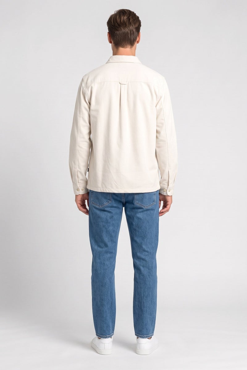 JACK & JONES Men Premium Fit Textured Long Sleeve Casual Shirt, Beige - Image 4