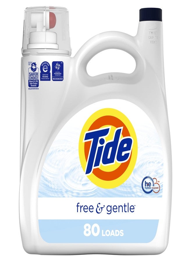 Tide Free & Gentle Liquid Laundry Detergent, 105 fl oz, 80 Loads, HE Compatible - Image 1