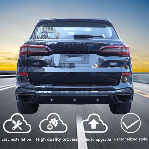 HAPPYHORSE Car Exhaust Muffler Tail Pipe Trim Cover Compatible with BMW X5 G05 X6 G06 X7 G07 2019-2025, Rear Exhaust Tip Outlet Muffler Tube Cover Decoration Tail Throat Decoration (Style B-Black) - Image 2