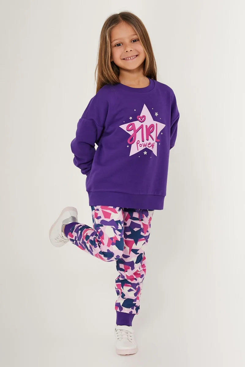 RolyPoly Girl Power Purple Girls' Tracksuit Set