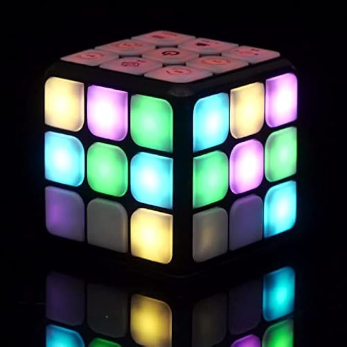 FLASHING CUBE, 7-IN-1 BRAIN GAME CUBE WITH LIGHTS & FUN SOUND EFFECTS, STRESS RELIEF FIDGET TOY, ELECTRONIC MEMORY HANDHELD GAME FLASHING TOY GIFT FOR KIDS AND ADULTS AGES 6-12 YEARS OLD - Image 1