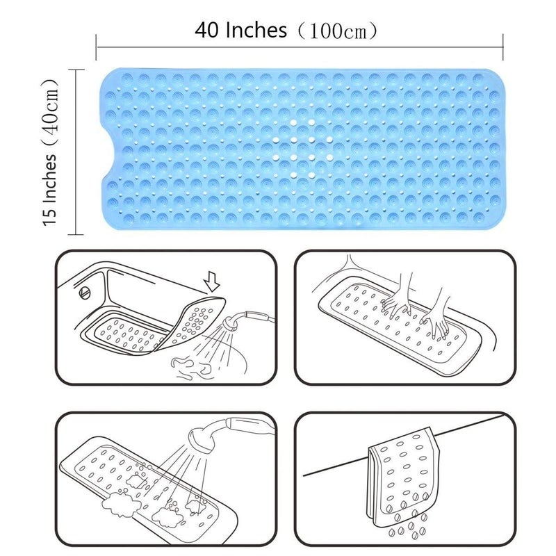 Mitravadan Chhotu NonSkid PVC Stone Powerful AntiBacterial Suction Cup Bathtub Rectangle Shower Mat Sky Size 70x 40 cm - Image 5