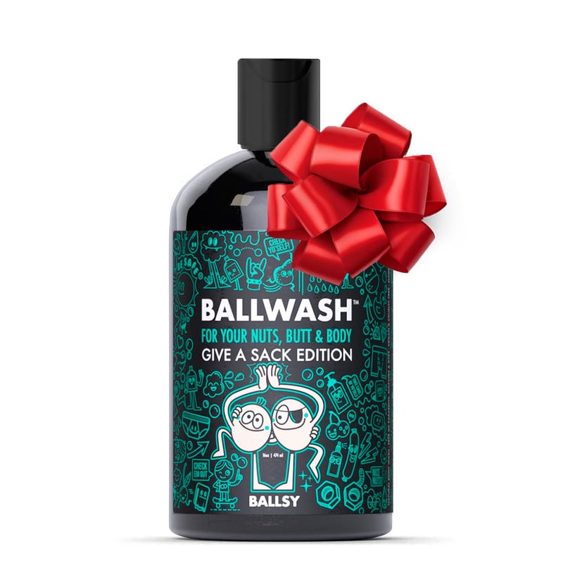 Ballsy Give-A-Sack Charcoal Body Wash for Men - 16 Oz with Pump, Mint & Mandarin - Moisturizing Men's Bodywash with Coconut Oil - Image 1