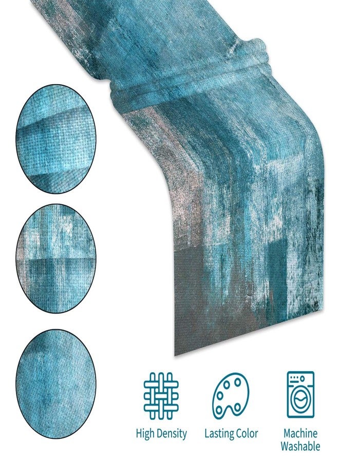 AILUER Table Runner Modern Abstract Art Painting Linen Dresser Runner Rustic Farmhouse Style Table Decor for Kitchen Dining Wedding Coffee Home Party (Teal, 13"x 71") - Image 5