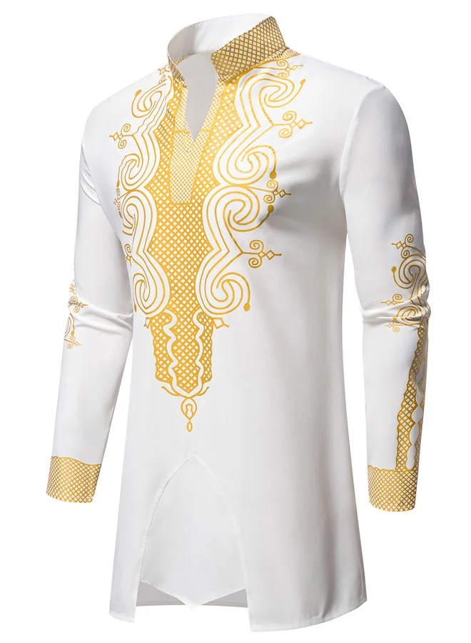 Take Two Take Two White Foil Print Longline Top and Pants Co-Ords