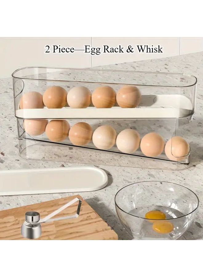 2pcs Plastic Stainless Steel Egg Holder Set With Double Ended Opener Slide Proof - Image 1