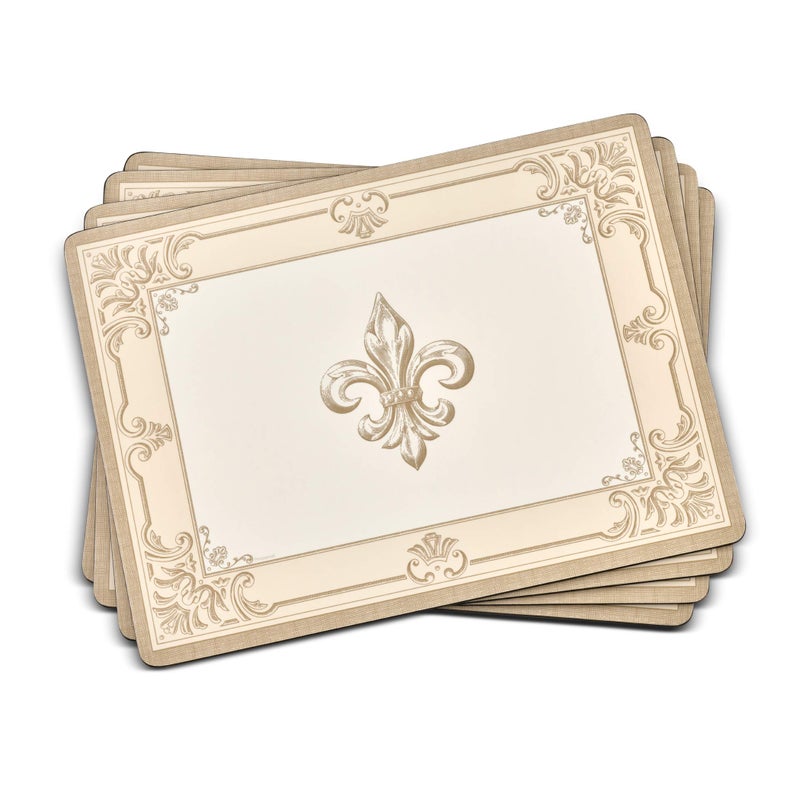 Pimpernel Pimpernel FDCFleur de LYS Placemats Set of 4  Decorative Cork placemats with Elegant Motif  Protective Finish Ideal for Everyday Meals Special Occasions or Stylish Table Decoration 
