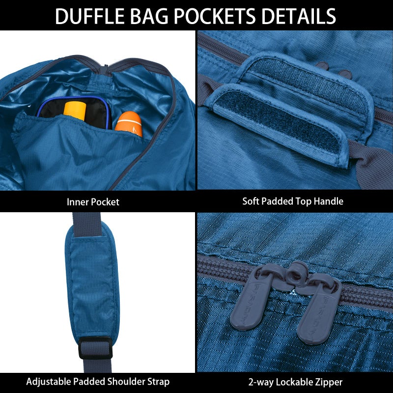 iFARADAY Extra Large Duffel Bag 32.5 inch 105L Lightweight Luggage for Travel Camping Storage-Blue - Image 3