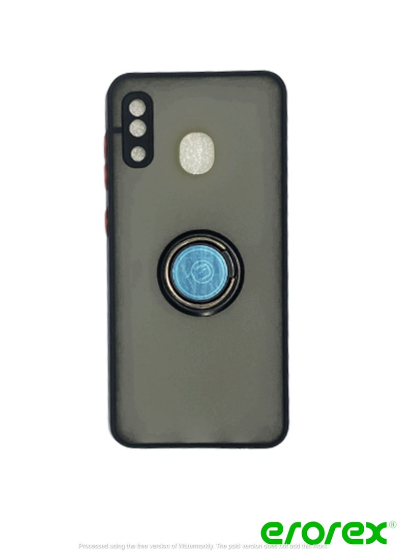 erorex Protective Case Cover For Samsung A20 With Magnetic Ring Holder Black  - Image 1