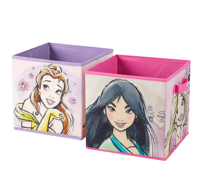 Idea Nuova Disney Princess Collapsible Storage Cubes, Set of 2, 10"x10" - Image 1