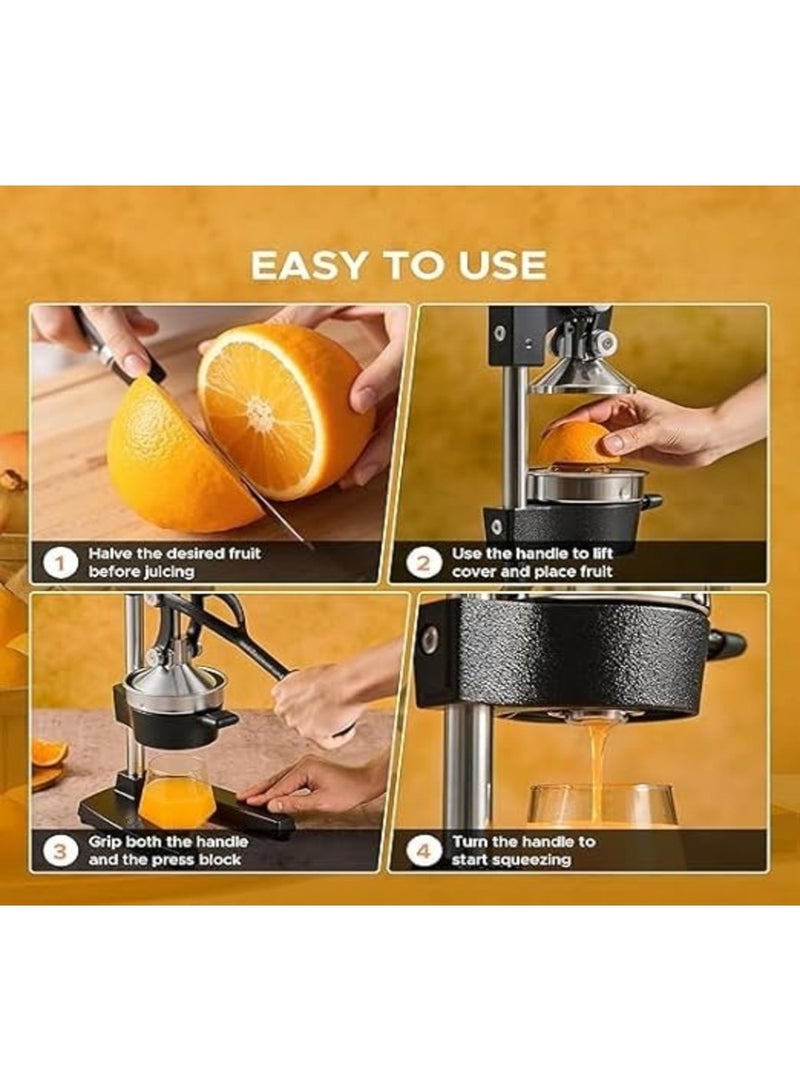 AVELORNOV Heavy-Duty Manual Cast Iron Citrus Juicer & Juice Press — Extra-Large Commercial-Grade Countertop Squeezer with Collection Cup (Black) - Image 4