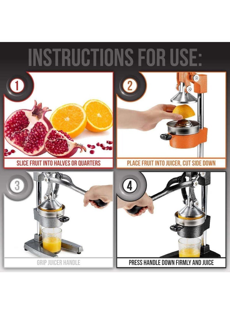 AVELORNOV Heavy-Duty Manual Cast Iron Citrus Juicer & Juice Press — Extra-Large Commercial-Grade Countertop Squeezer with Collection Cup (Black) - Image 2