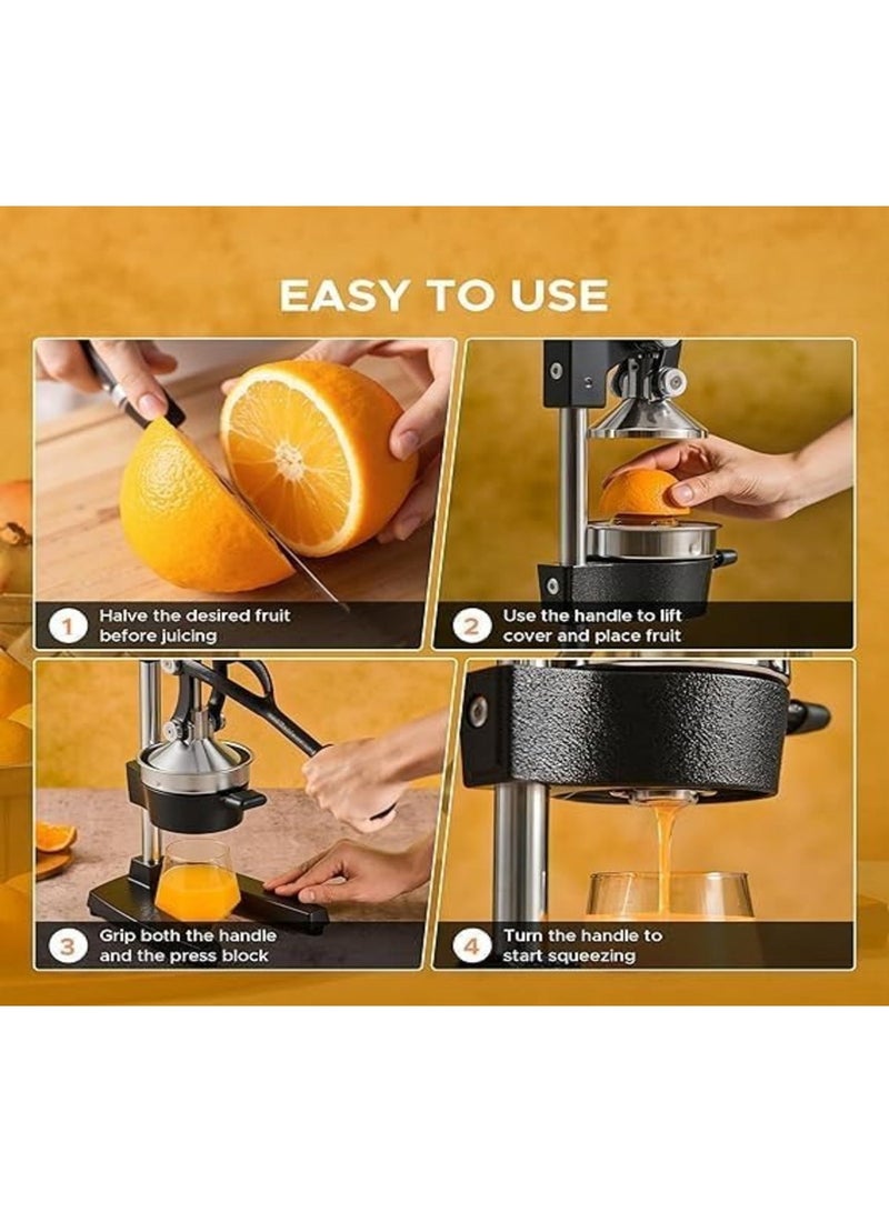 AVELORNOV Heavy-Duty Manual Cast Iron Citrus Juicer & Juice Press — Extra-Large Commercial-Grade Countertop Squeezer with Collection Cup (Black) - Image 5