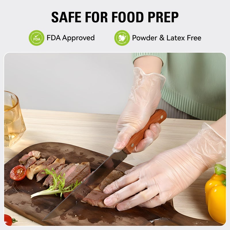 SWIFTLITE Disposable Vinyl Gloves, Food Safe, Latex-Free Powder-Free Clear Plastic Gloves for Cooking, House Clean, Food Prep (100, X-Large) - Image 2