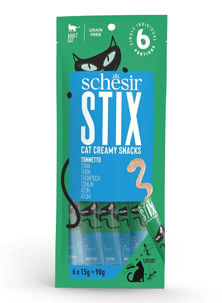 شيسر شيزر ستيكس مكافأة للقطط بالكريمة - تونة 6 × 15 جم (عبوة من 12 قطعة) - Image 1