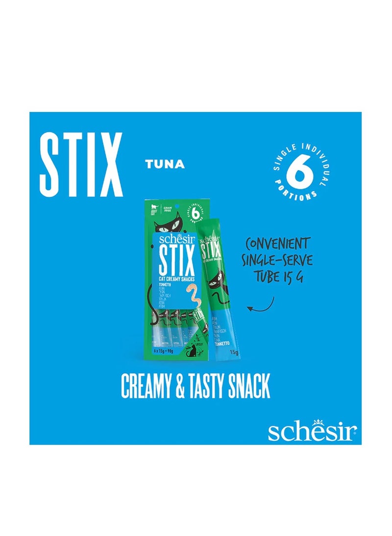 شيسر شيزر ستيكس مكافأة للقطط بالكريمة - تونة 6 × 15 جم (عبوة من 12 قطعة) - Image 5