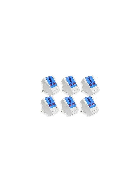 6 pieces 3-way adapter with 2-pin universal travel socket - with light - 16 amp - 6 pieces
