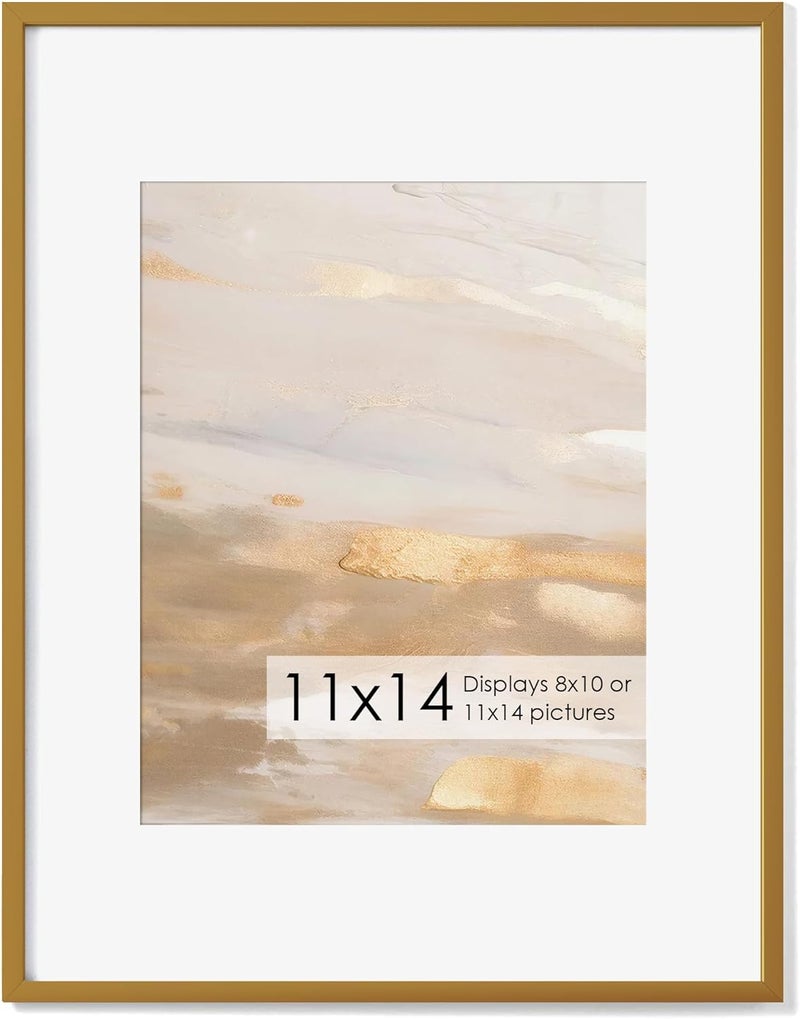 Fun Memories إطار صور معدني 11x14 من ذكريات ممتعة - إطارات صور ألومنيوم 11x14 مع حشوة 8x10، واجهة بلاكسجلاس عالية الوضوح، وملحقات تعليق - مثالي للعرض على الحائط أو الطاولة (برونزي، عبوة واحدة) - Image 1