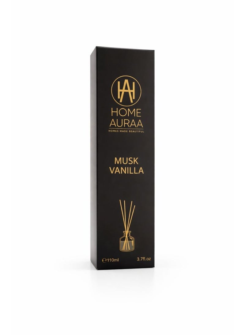Home auraa Musk Vanilla Reed Diffuser 110 ml – Long-Lasting Home Fragrance with Fresh Citrus & Warm Amber Notes for Living Room & Bedroom - Image 2
