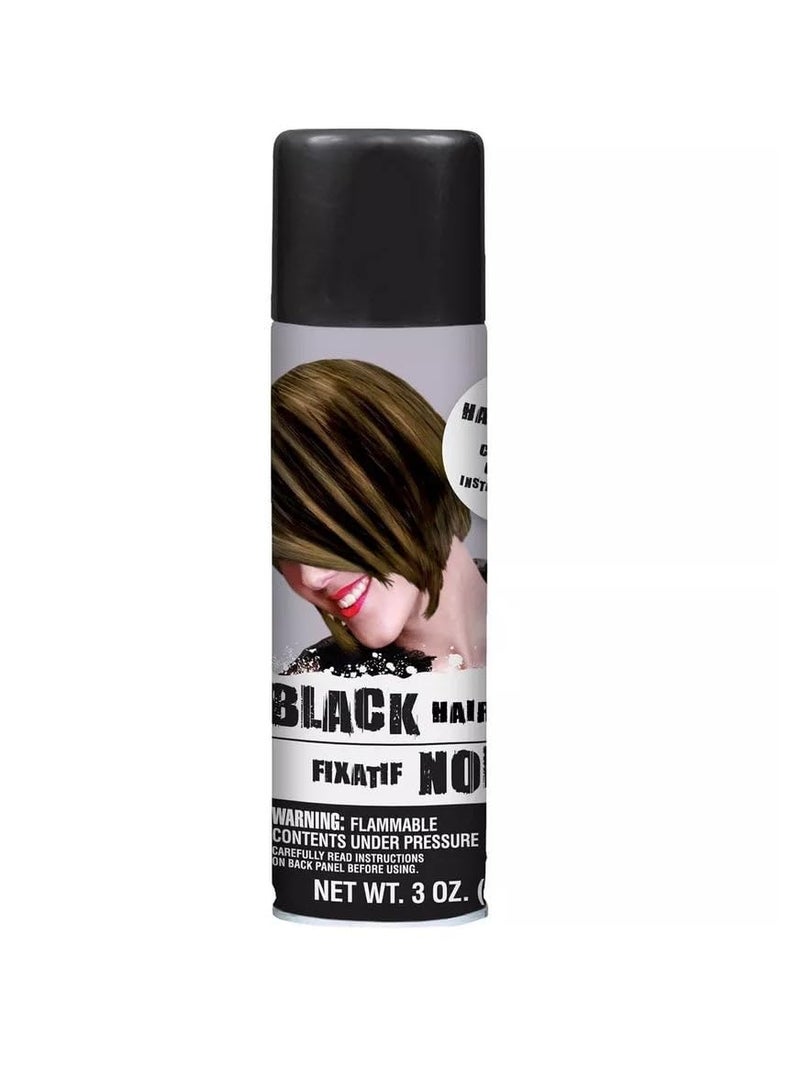 Amscan Stunning Black Hair Spray Color - 3 oz. (1 Count) - Instantly Transforms Your Look, Ideal for Parties & Cosplay - Image 1