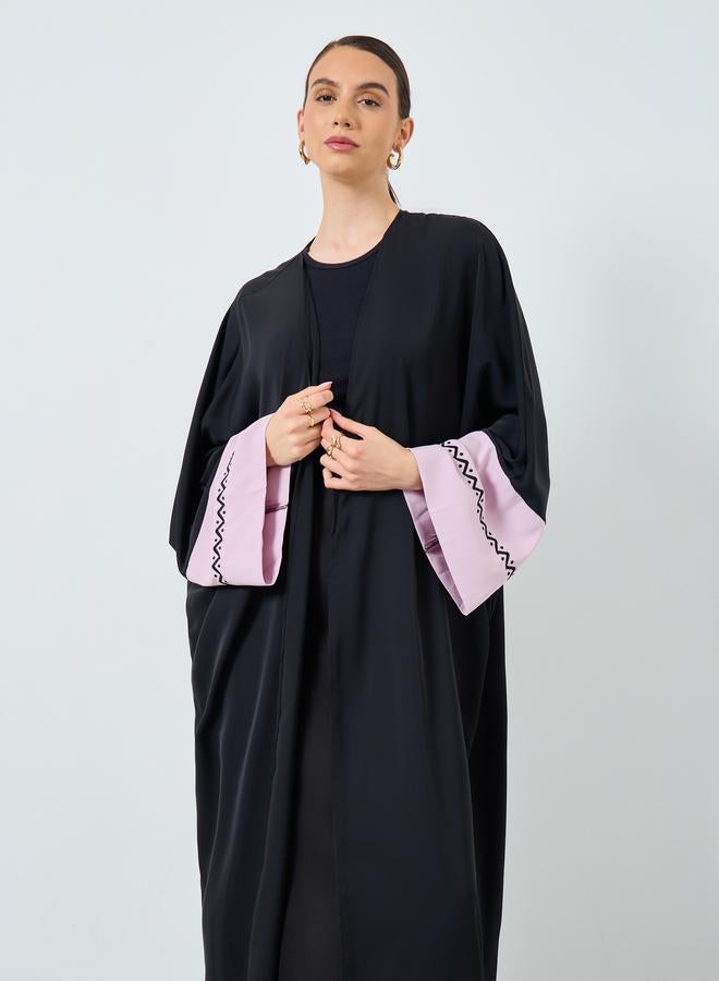 Take Two Colorblock Sleeve Open Front Abaya - Image 3