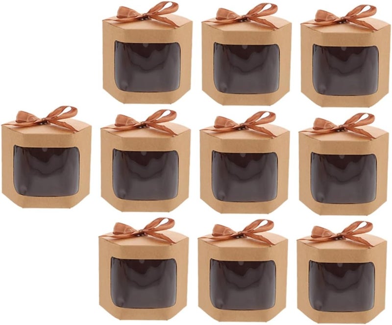 SOPOTUTU 10pcs Kraft Paper Bowknot Boxes 7x7x7cm Small Candy Storage Packaging for Wedding Favors and Dessert Treats - Image 1
