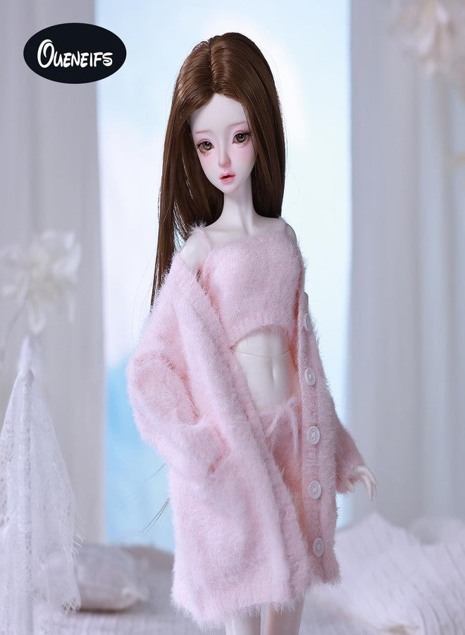 Oueneifs Doll Clothes Set for BJD, Resin Toy Accessories Cardigan+ Vest+ Pants (Pink, for 1/4 BJD Doll) - Image 2