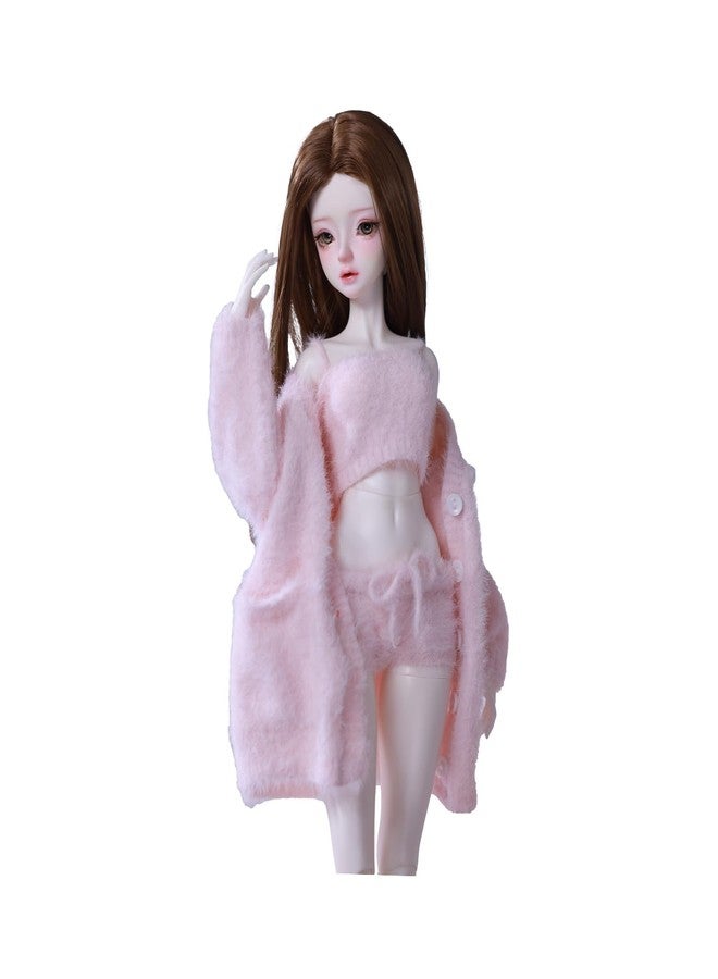 Oueneifs Doll Clothes Set for BJD, Resin Toy Accessories Cardigan+ Vest+ Pants (Pink, for 1/4 BJD Doll) - Image 1