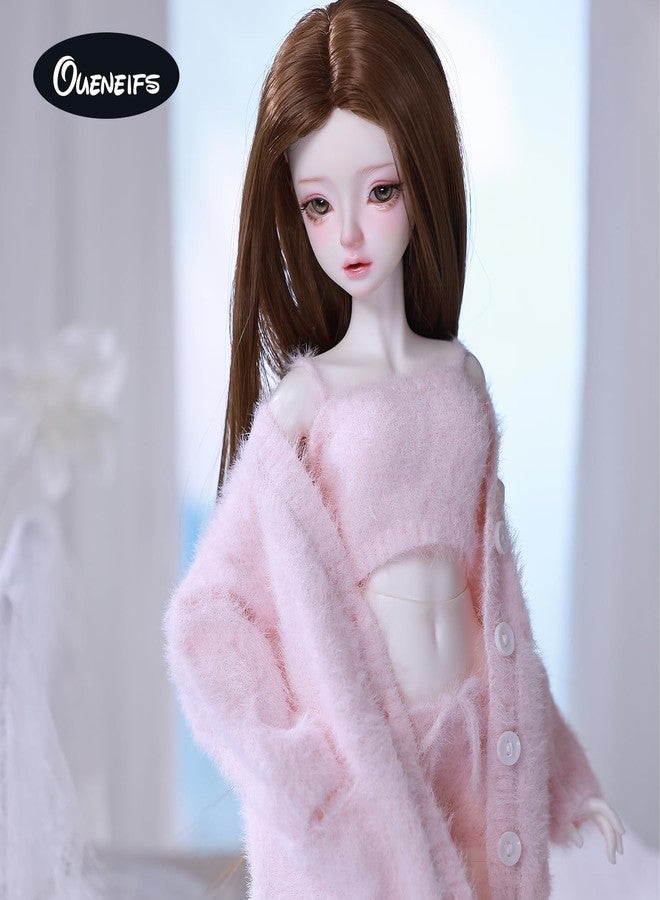Oueneifs Doll Clothes Set for BJD, Resin Toy Accessories Cardigan+ Vest+ Pants (Pink, for 1/4 BJD Doll) - Image 3