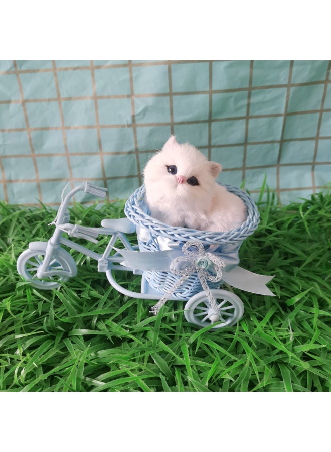Simulation Cat Will Call Tricycle Cat Home Ornaments Children's Toys Shooting Crafts Simulation Animal Flower Basket-Color:It Will Be Called Pink Tricycle Green Cat - Image 4